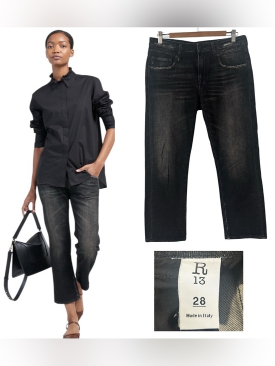 R13 Denim - R13 Boy Straight Leg Jeans - Abbey Black